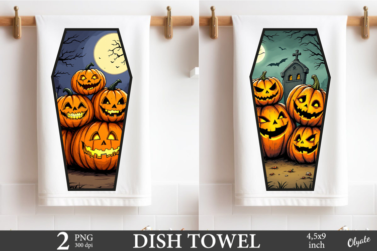 Coffin Dish Towel PNG. Pumpkin Dish Towel