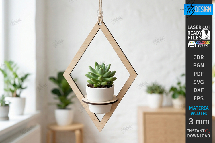 Hanging Plant Pot Holder Laser Cut | Flowerpot Hanger | CNC