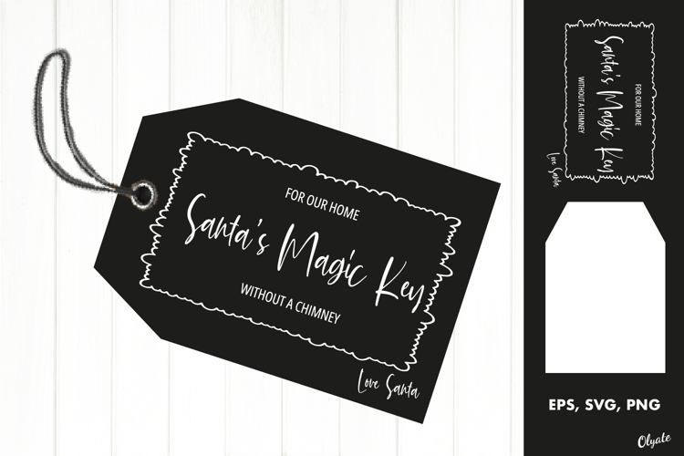 Santa’s Magic Key, Black and White EPS, SVG, PNG