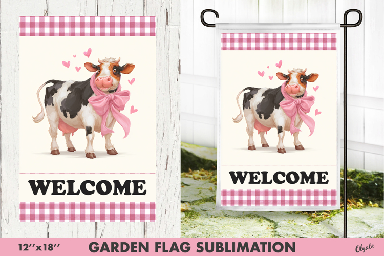 Funny Valentine Cow Garden Flag PNG