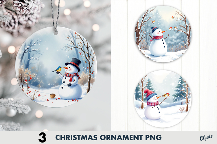 Snowman Ornament Sublimation PNG, Christmas Ornament 