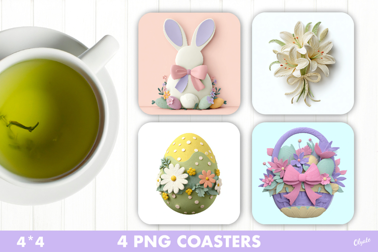 Easter Coaster PNG, Square Easter Coaster Sublimation