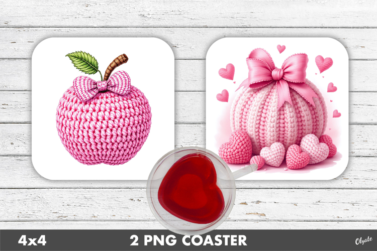 Pink Teacher Crochet Sublimation , Valentines Day Coaster