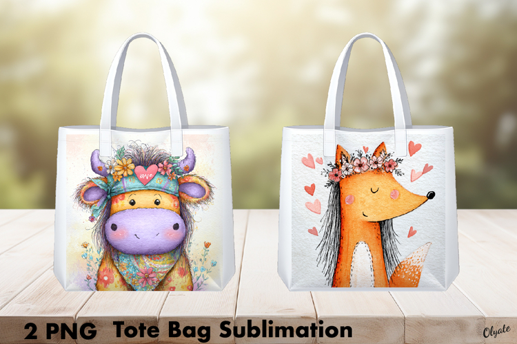 Funny Valentine Tote Bag, Whimsical Animal Sublimation PNG