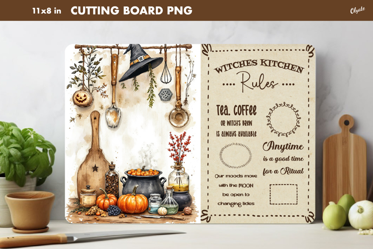 Witch Rules, Halloween Cutting Board Design PNG