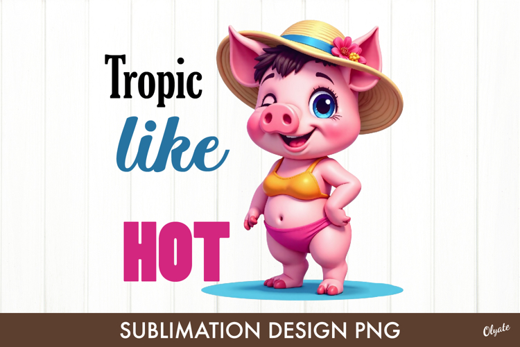 Beach Sublimation Design. Funny Piggy PNG