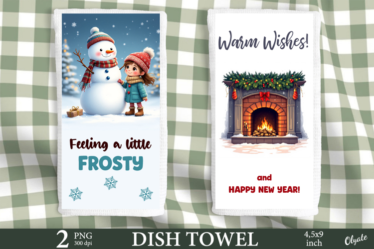 Christmas Dish Towel Sublimation PNG, Kitchen Towel PNG