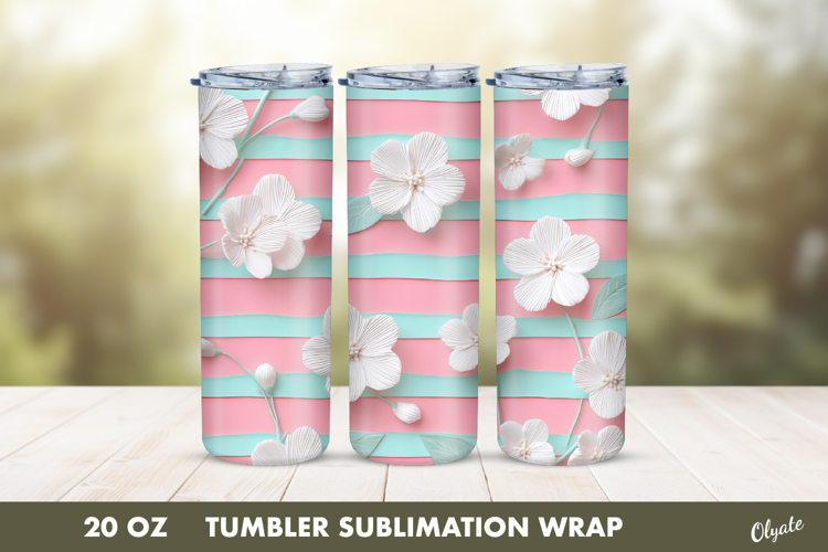 Flower Tumbler Wrap PNG, 20 OZ Tumbler Sublimation