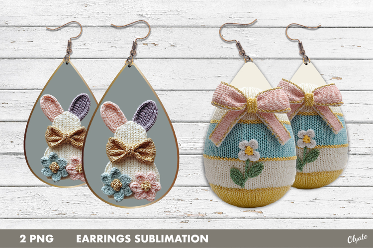Yarn Easter Earring PNG, Knitting Easter Earring Sublimation