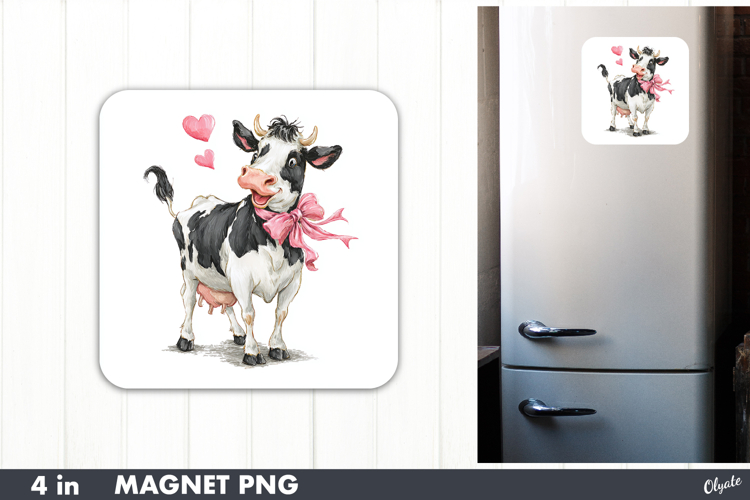 Funny Cow Magnet Sublimation, Valentine Magnet PNG
