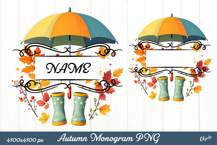 Autumn Monogram Sublimation. Cozy Fall Sublimation PNG