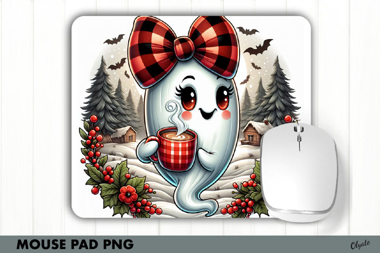 Halloween Mouse Pad Sublimation PNG. Cute Ghost PNG
