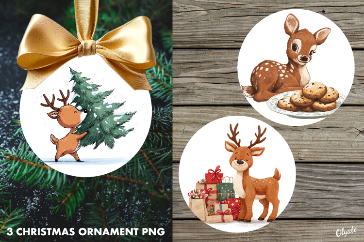 Christmas Ornament Sublimation PNG. Round Sublimation