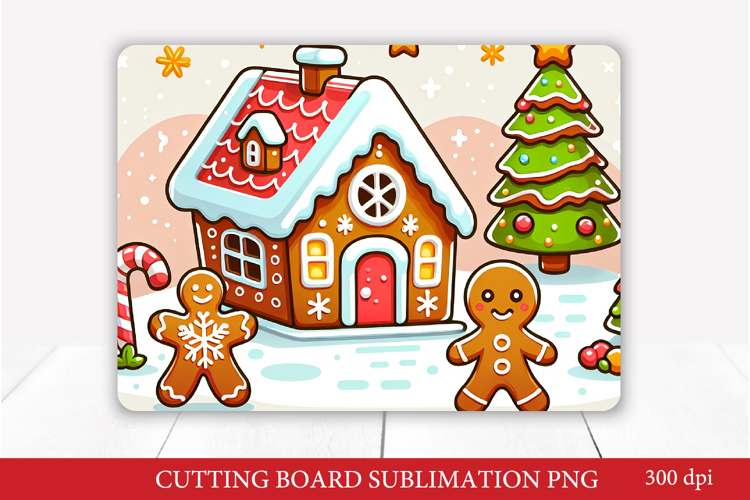 Gingerbread House Christmas Cutting Board PNG