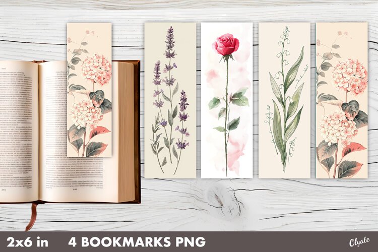 Botanical Bookmarks, Printable Bookmarks PNG example image 1