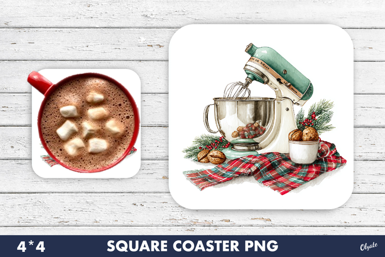 Christmas Kitchen Coaster PNG, Kitchen Mixer PNG
