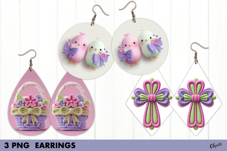 Easter Earrings Sublimation PNG, Spring Earrings PNG