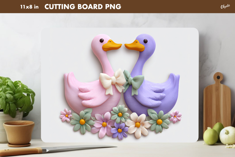 Easter Kitchen Cutting Board PNG, Easter Pair of Geese PNG