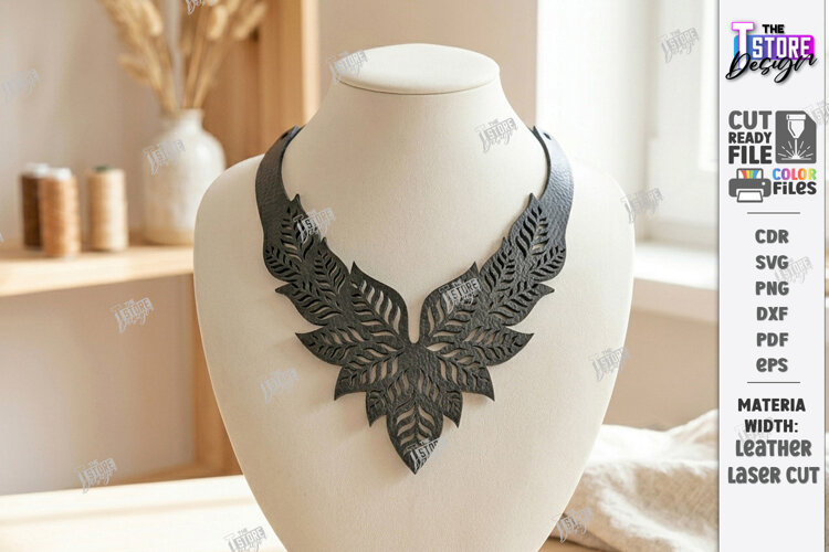 Gothic Leather Necklace Laser Cut | Leather Jewelry | Choker example image 1