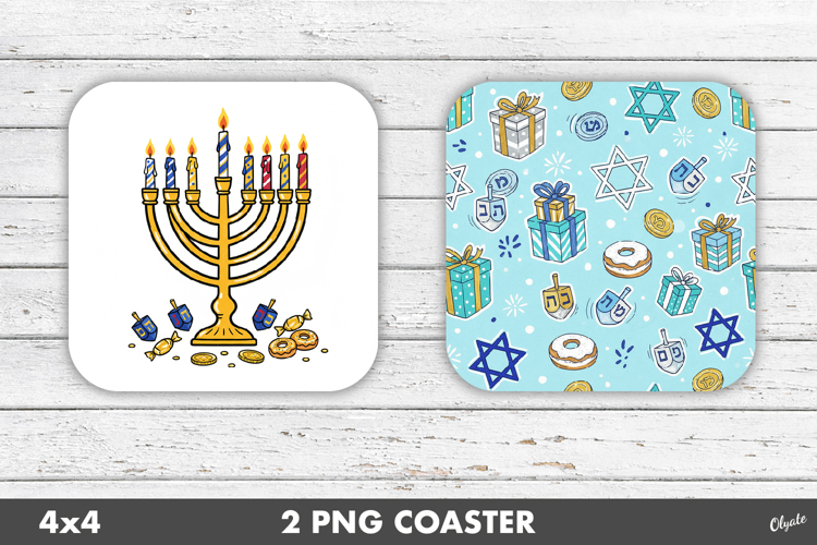 Hanukkah Coaster PNG. Happy Hanukkah PNG