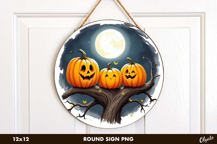 Pumpkins, Halloween Round Sign Sublimation PNG