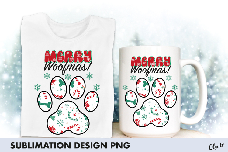 Merry Woofmas, Dog Christmas Sublimation PNG