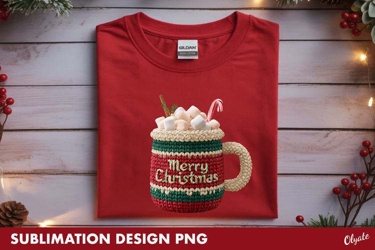 Crochet Hot Cocoa, Christmas T-shirt Sublimation Design