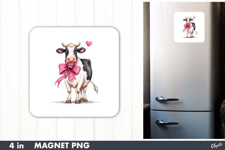 Funny Cow Magnet Sublimation, Valentine Magnet PNG