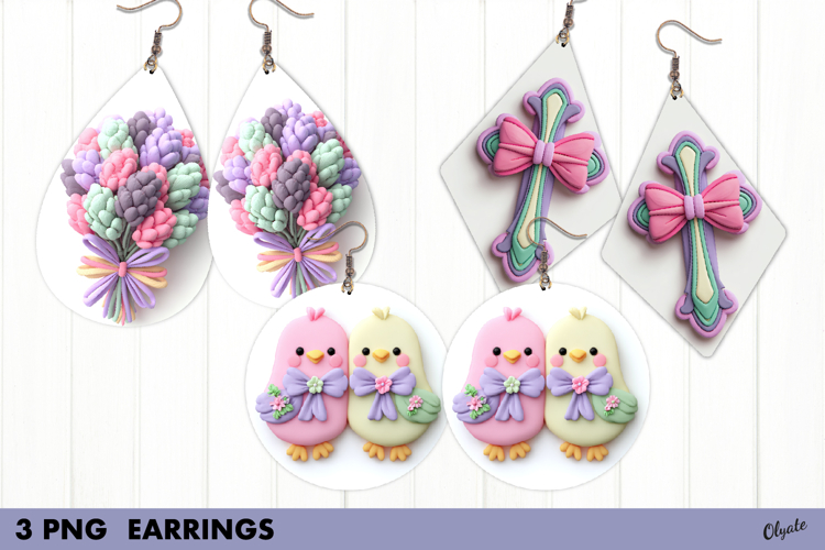 Easter Earrings Sublimation PNG, Spring Earrings PNG