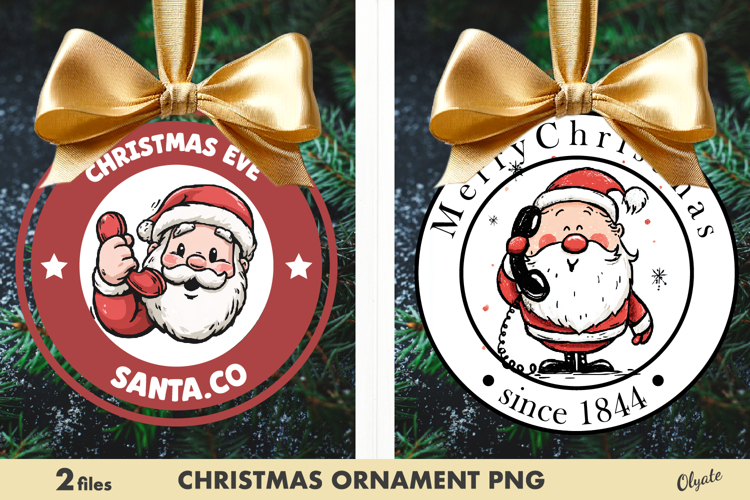Santa Stamp Ornament Sublimation PNG