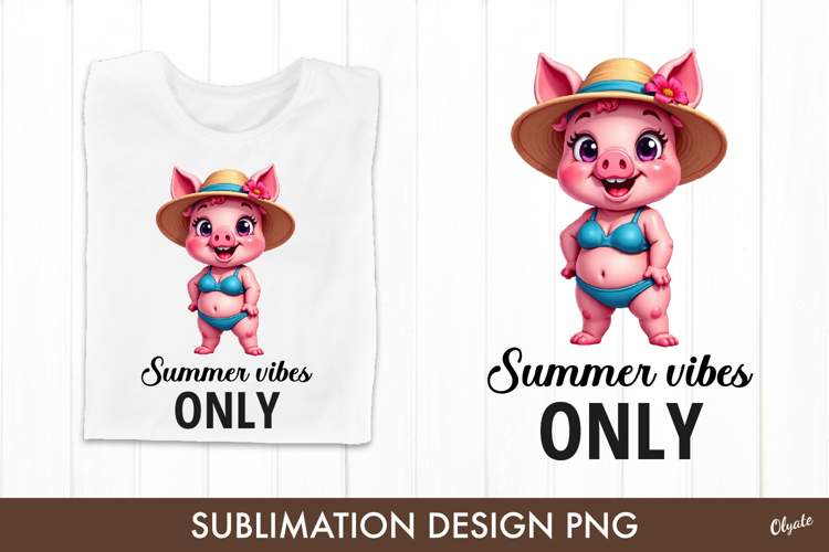Beach Sublimation Design. Funny Piggy PNG