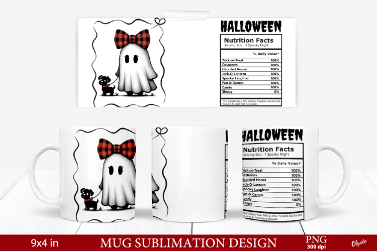 Mug Ghost Sublimation PNG. Halloween Mug PNG