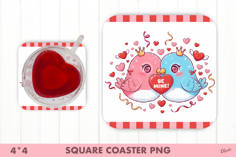 Couple Bird PNG, Valentines Day Coaster Sublimation PNG