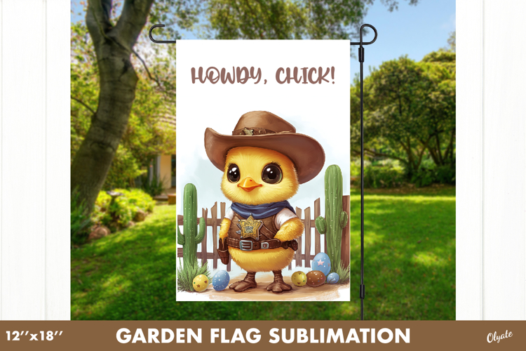 Easter Chick Garden Flag Sublimation. Farm Easter Yard Flag