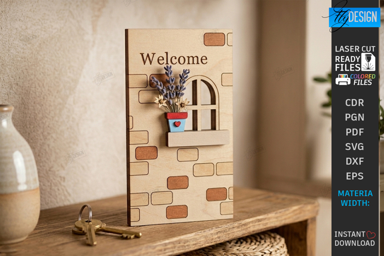 Miniature Welcome Sign Plaque Laser Cut | 3D Layered Decor