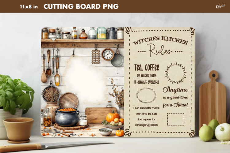 Witch Rules, Halloween Cutting Board Design PNG