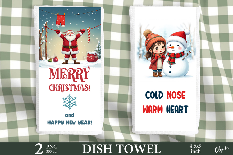 New Year Dish Towel Sublimation PNG, Kitchen Towel PNG