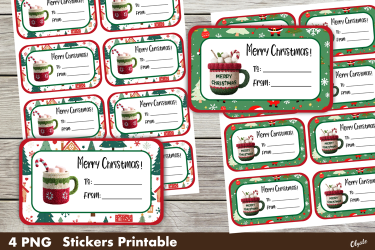 Christmas Gift Stickers PNG. Personalized Christmas PNG