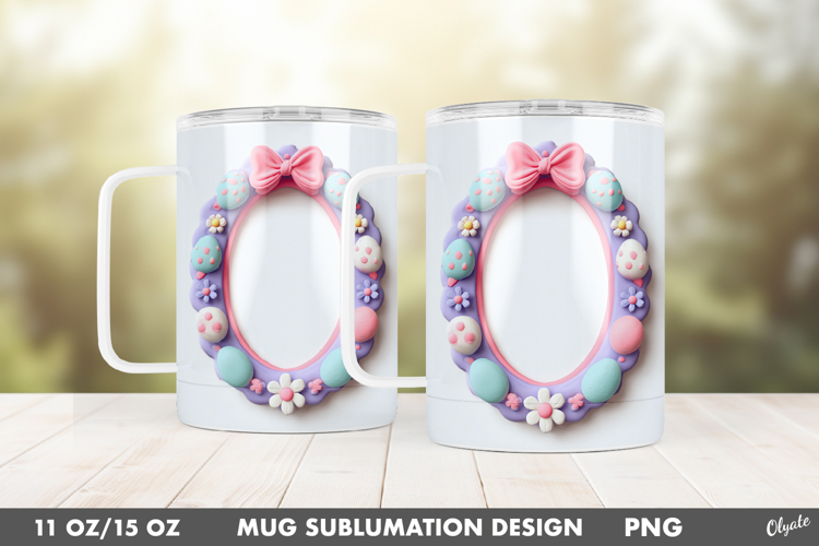 Easter Frame Mug Sublimation Wrap, Mug 11 OZ, 15 OZ