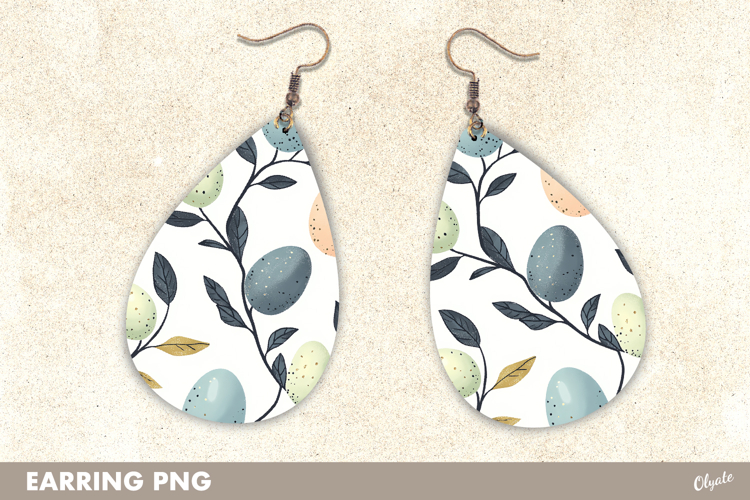 Earring Watercolor Sublimation. Easter Earrings Teardrop PNG