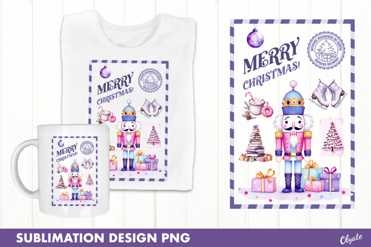 Christmas Stamp Sublimation, Lilac Watercolor Christmas