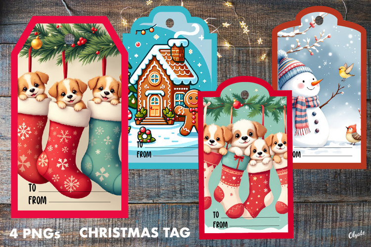 Christmas Gift Tags PNG. Gift Tag Sublimation PNG