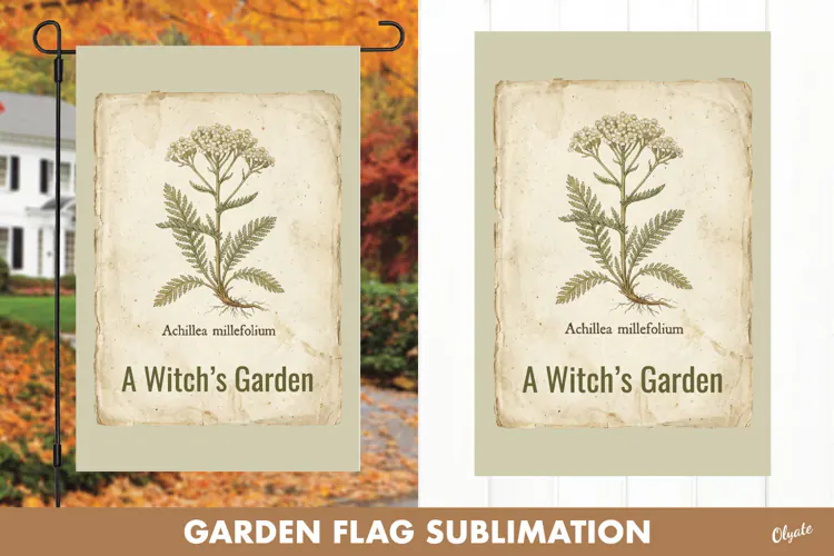 Botanical Halloween. Witchy Botanical Garden Flag