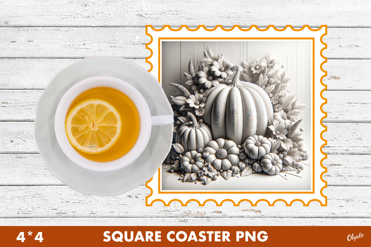 Pumpkin Coaster PNG. Halloween Square Coaster PNG