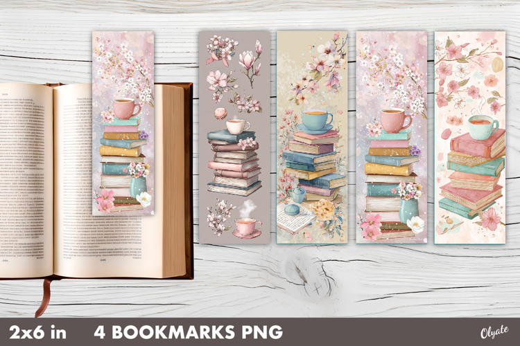 Watercolor Spring Book Bookmark PNG