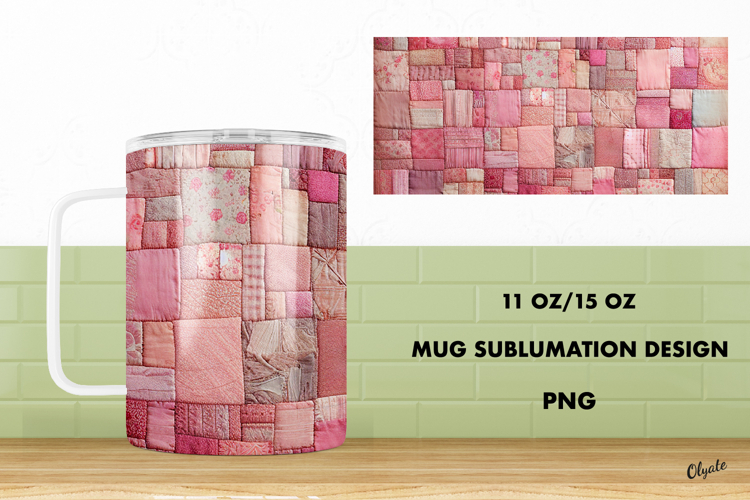 Patchwork Mug Sublimation Wrap. 11 OZ, 15 OZ Mug PNG