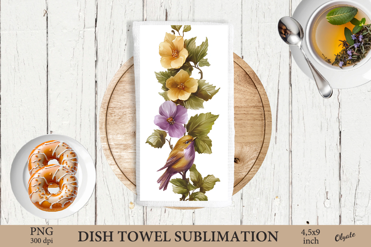Easter Bird Dish Towel Sublimation, Watercolor Easter PNG