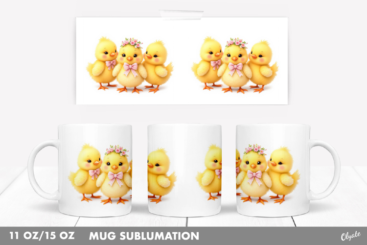 Easter Cute Chickens Sublimation, Easter Mug 11 OZ, 15 OZ