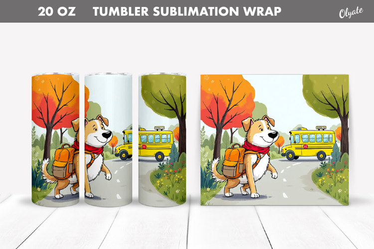 Cheerful Dog go to School. Back to School Tumbler