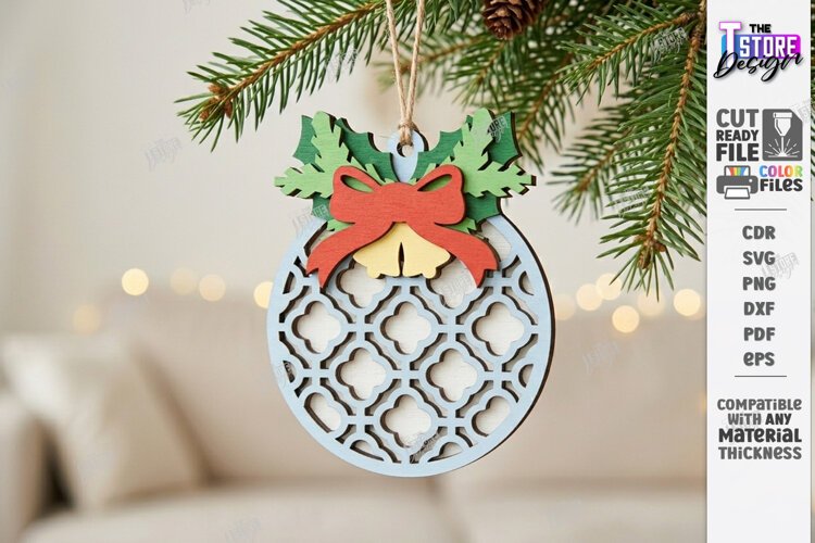 3D Layered Christmas Ornament Laser Cut | Christmas Decor example image 1